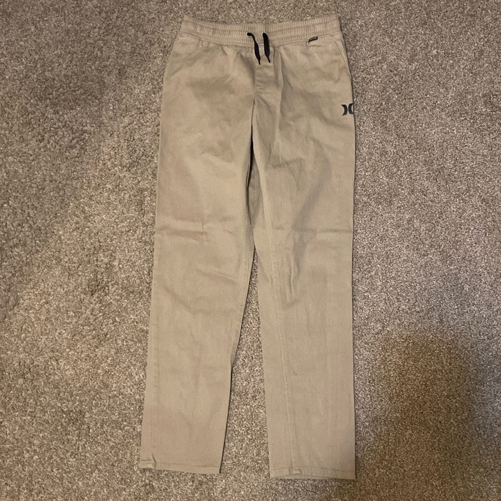 Hurley elastic waist with drawstring khaki tan size Large